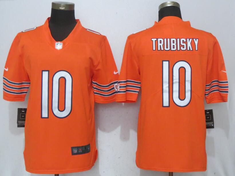 Men Chicago Bears #10 Trubisky Orange Vapor Untouchable Nike Limited Player NFL Jerseys